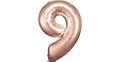 Super Shape Folienballon Rosé Gold, Zahlenballon 9, 63 x 86 cm rosegold