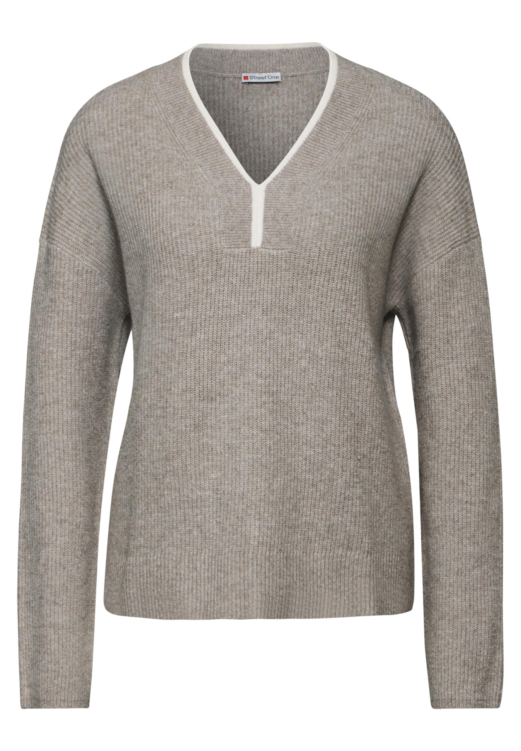 Pullover mit V-Ausschnitt 40 - Breezy Beige Mel.