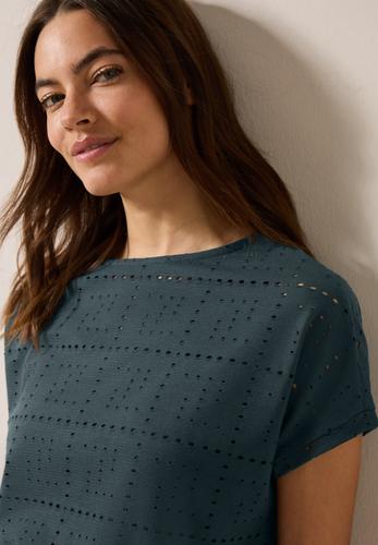T-Shirt mit Lochmuster L - Slate Khaki