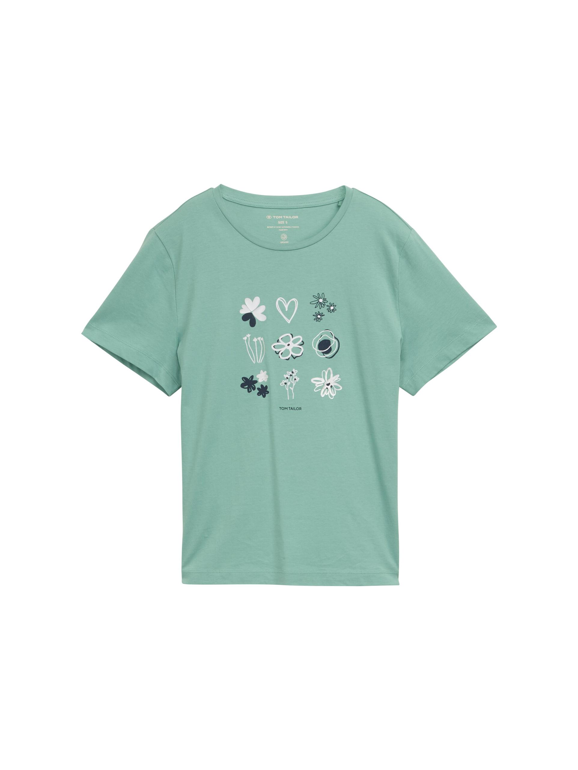 T-Shirt mit Print XL Regular Fit - Bleeched Green