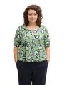 Plus Size - T-Shirt in Knitter-Optik 46 Regular Fit - Fresh Spring Floral Design