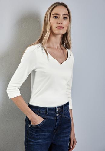Shirt mit Herzausschnitt Weiß 38