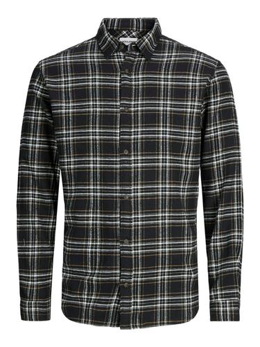 JJPLAIN FALL CHECK SHIRT LS XL Slim Fit - Black