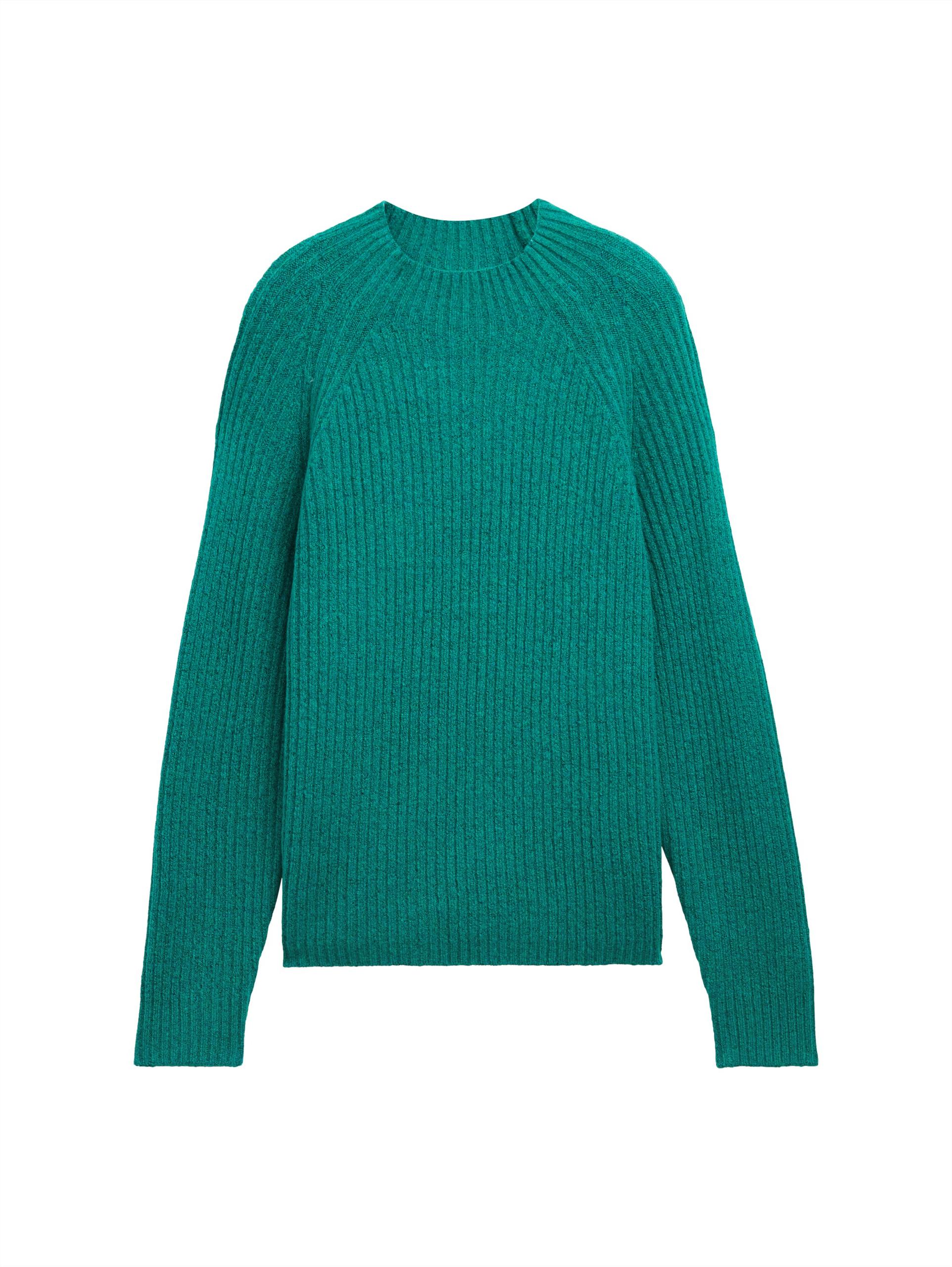 Strickpullover mit Stehkragen XL Regular Fit - Jade Green Melange