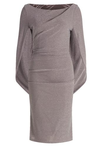 Cocktailkleid 42 Figurnah - Taupe/silver