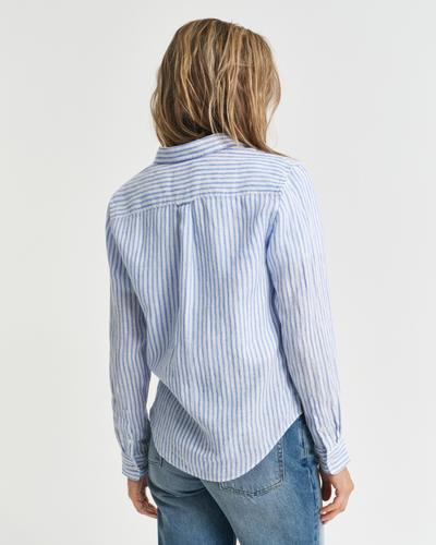 Regular Fit Leinenbluse mit Streifen 38 - Perfect Blue