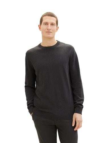Strickpullover aus Baumwolle XXL Regular Fit - Black Grey Melange