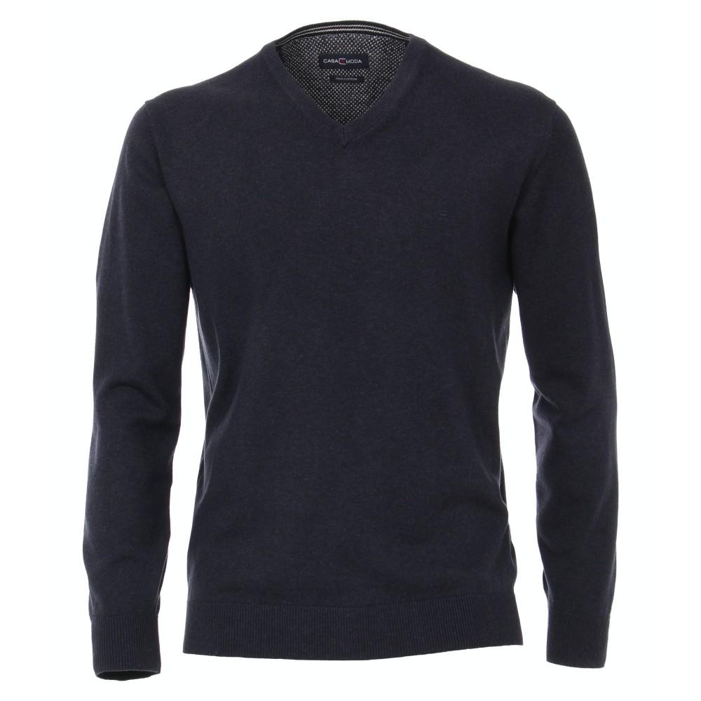 Pullover mit V-Ausschnitt uni 004430 XL - Blau