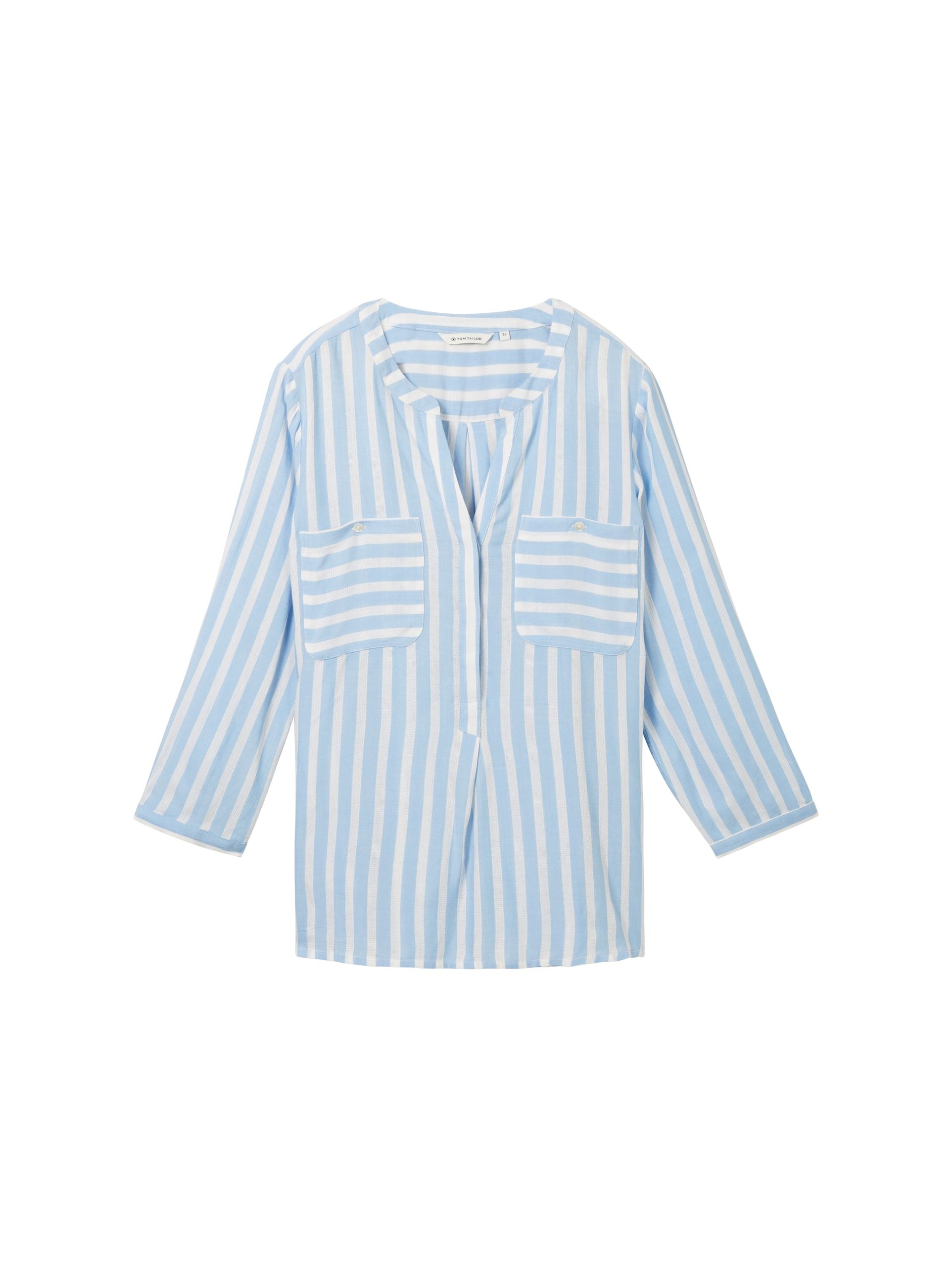 Bluse mit Streifenmuster 46 Regular Fit - Offwhite Blue Vertical Stripe