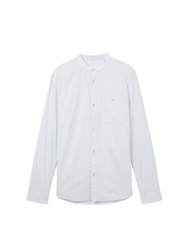 Basic Fit Hemd mit Stehkragen XXL Regular Fit - Light Herringbone Structure