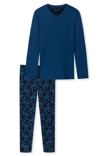Schlafanzug lang 106 - Blau