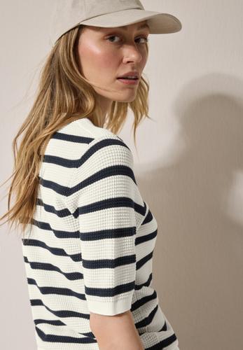 Gestreifter Strukturpullover M - Universal Blue