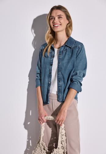 Jeansbluse mit Nieten 36 - Soft Mid Indigo