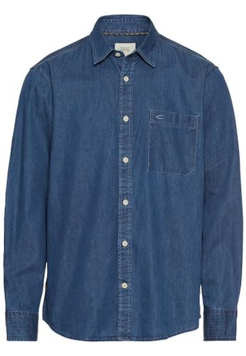 Langarm Hemd mit Allover-Print Blau XXL