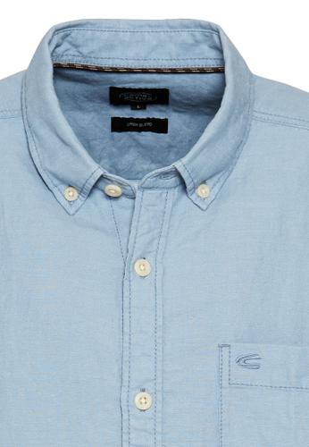Kurzarmhemd aus einem Baumwoll-Leinenmix Blau 3XL