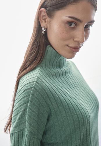 Shirt mit Rippstruktur 38 - Sunlit Green Mel.