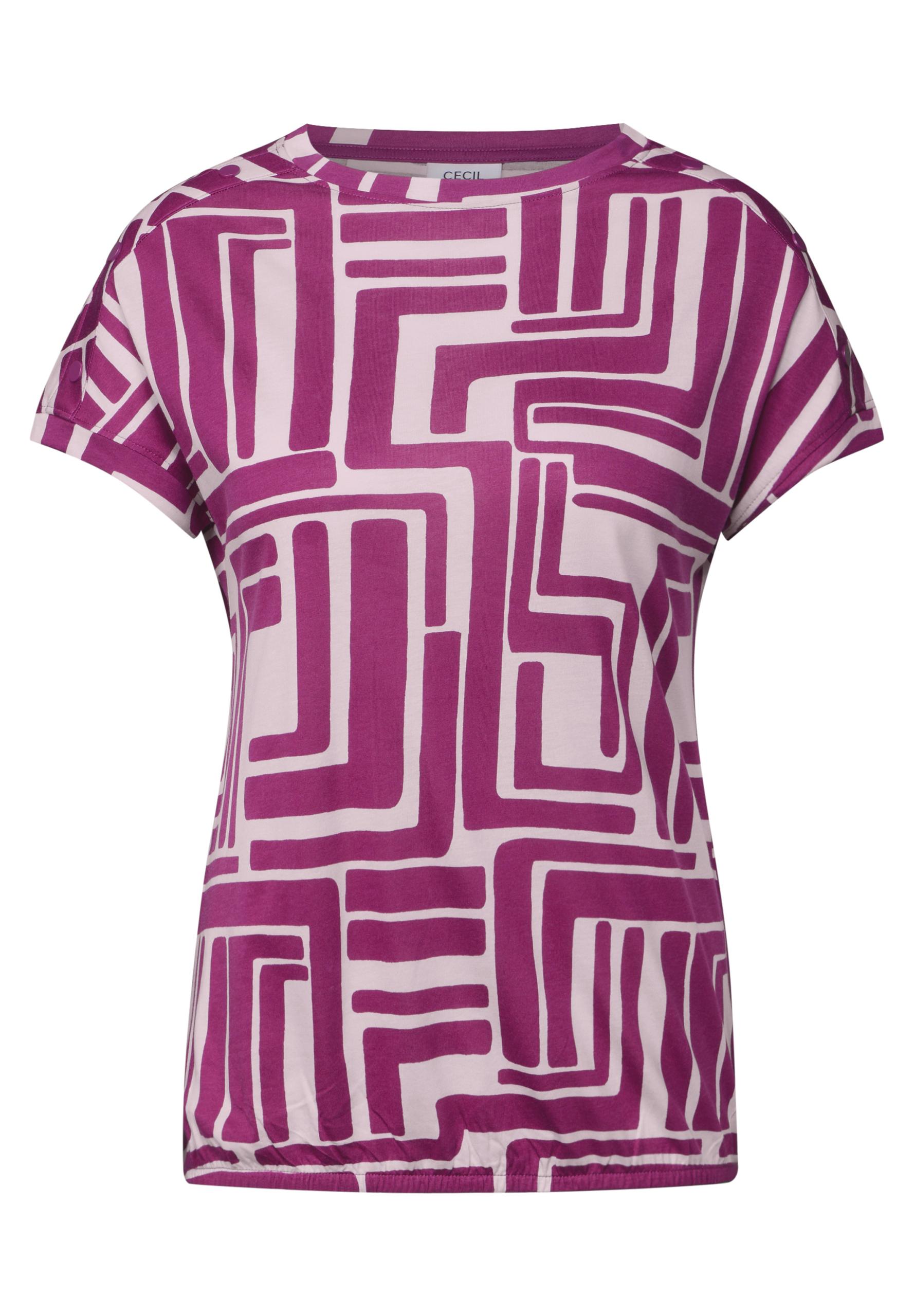 Print-Shirt mit Knopfdetail L - Anemone Pink