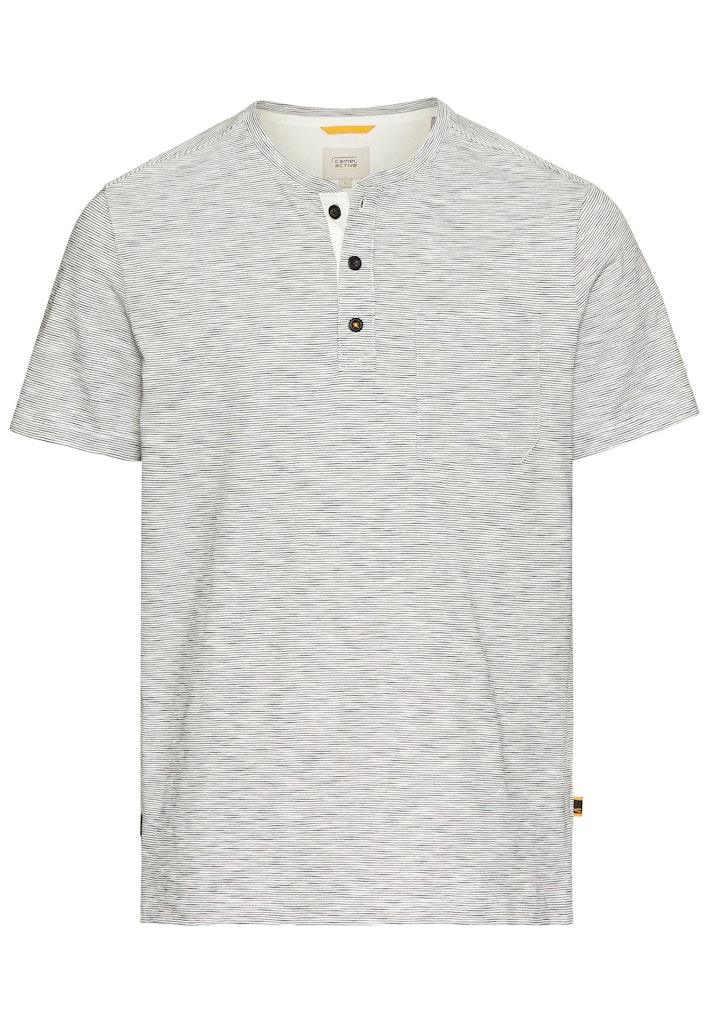 Kurzarm Henley aus reiner Baumwolle Beige M
