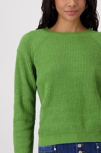 Strickpullover mit Perlfangmuster 42 - Avocado