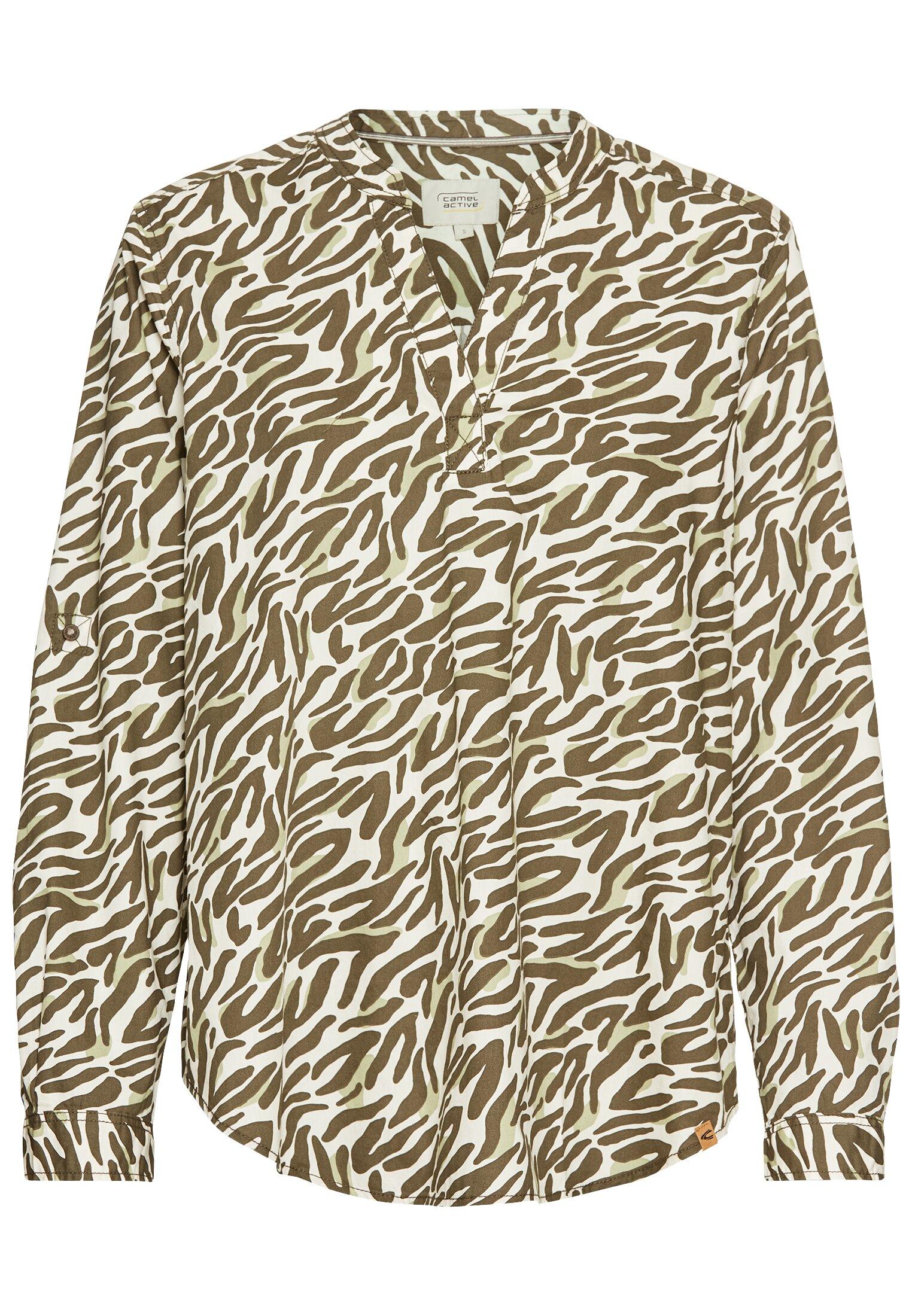 Langarm-Bluse mit Allover-Print S Regular Fit - Aop