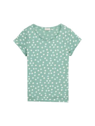 T-Shirt mit Rundhalsausschnitt M Regular Fit - Green Blue Dots