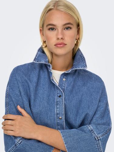 ONLGRACE 3/4 DNM SHIRT CRO NOOS S Locker geschnitten - Medium Blue Denim
