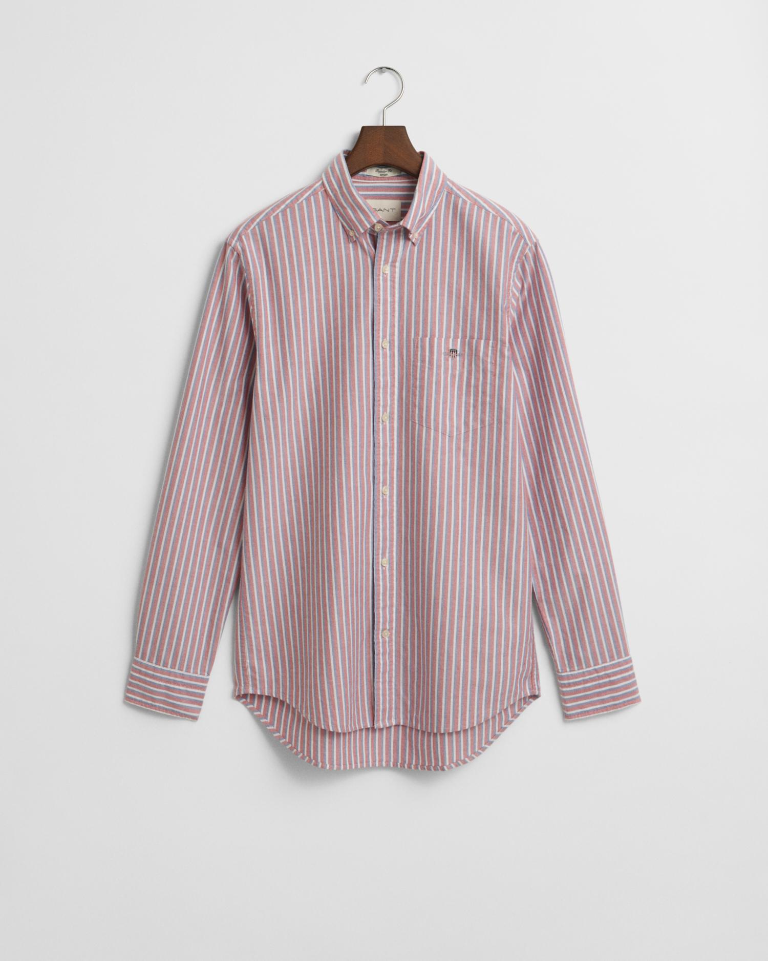 Regular Fit Classic Oxford-Hemd mit Streifen M - Ruby Red