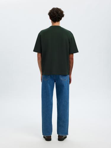 SLHLOOSEOSCAR SS O-NECK TEE NOOS XL Locker geschnitten - Deep Forest