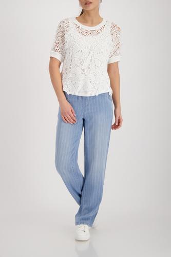 Pullover mit Spitzenmuster 42 - Cream