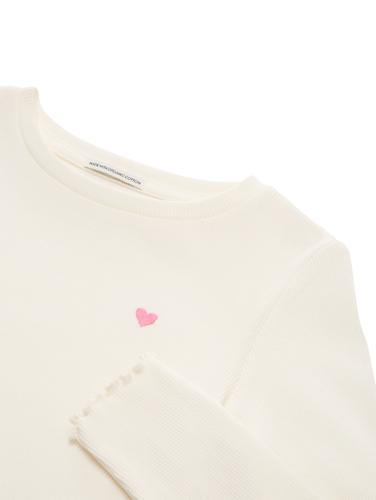 Ripp Langarmshirt mit Stickerei 104/110 Regular Fit - Wool White