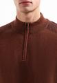 Pullover Half Zip Plated Structure Knit XXL Regular Fit - Terra