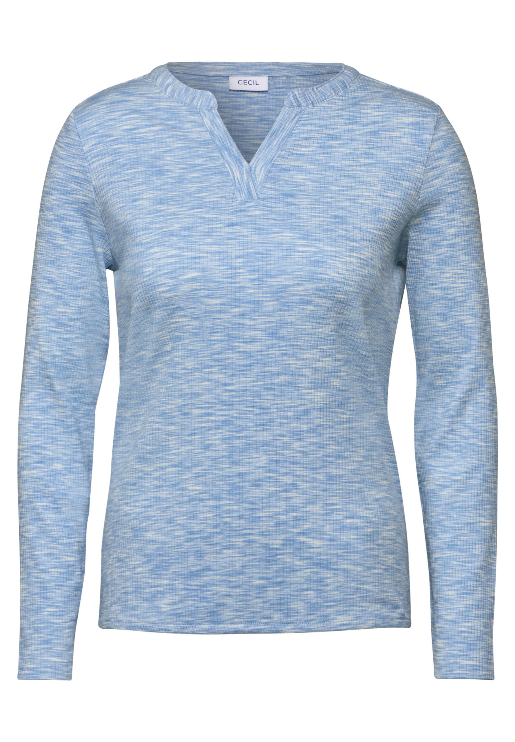 Shirt mit Rippstruktur L - Light Blue Melange