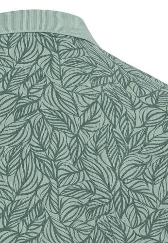 Piqué Poloshirt mit floralem Allover-Print M Regular Fit - Aqua Green