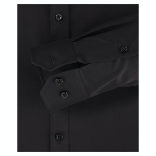 Popeline Hemd uni 001420 43 Body Fit - Schwarz