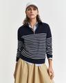 Geripptes Sweatshirt mit Reißverschlusskragen und Marinestreifen S - Evening Blue