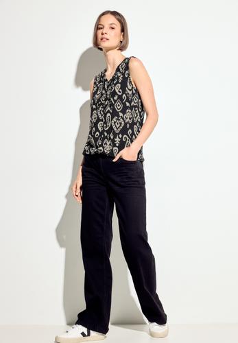 Top mit Ornament Print S - Black