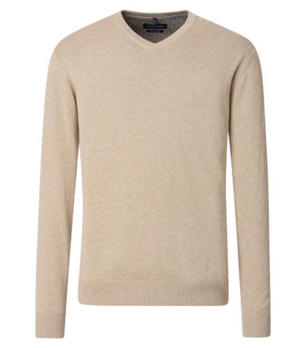 Pullover mit V-Ausschnitt uni 004430 XL - Beige