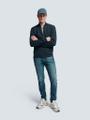 Sweater Full Zipper Pique Bomber Blau XXL