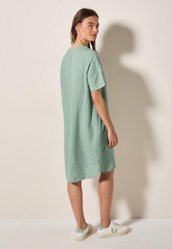 Split Neck Leinenmix Kleid L - Ice Sage Green