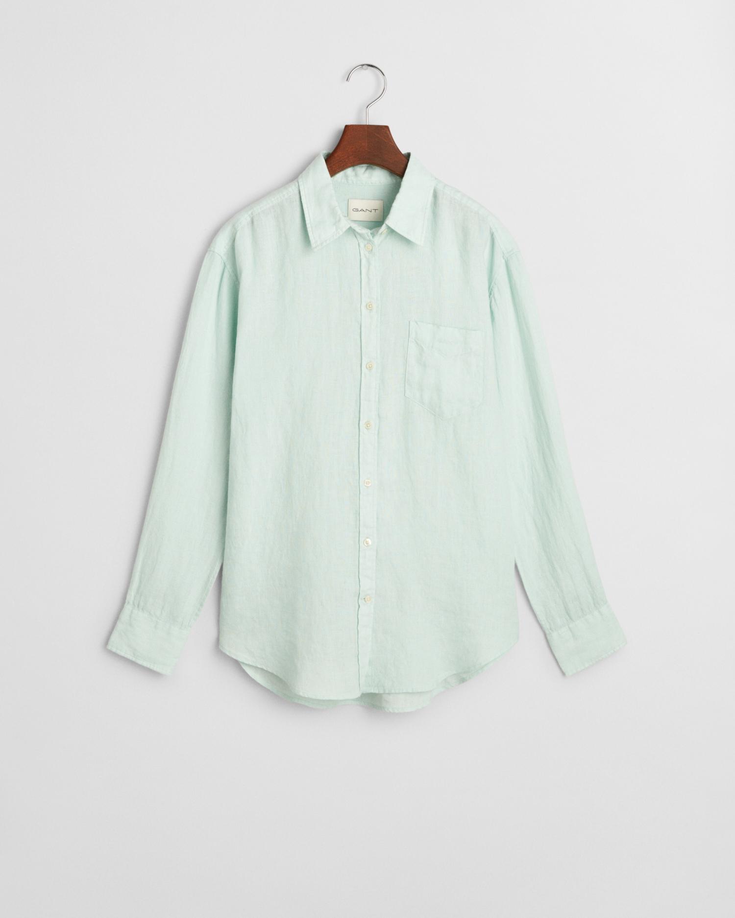 Relaxed Fit Leinen Bluse 38 - Faded Mint