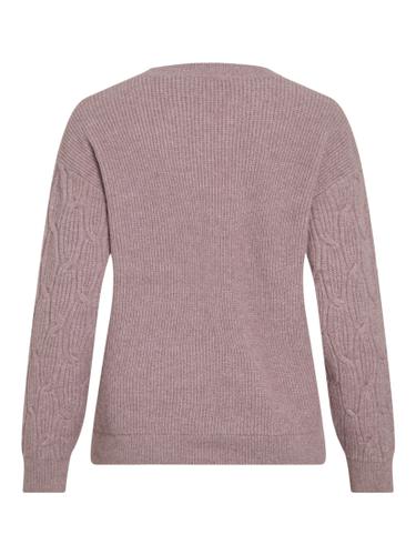 VILASSIA O-NECK L/S CABEL KNIT TOP -NOOS L Normal geschnitten - Toadstool