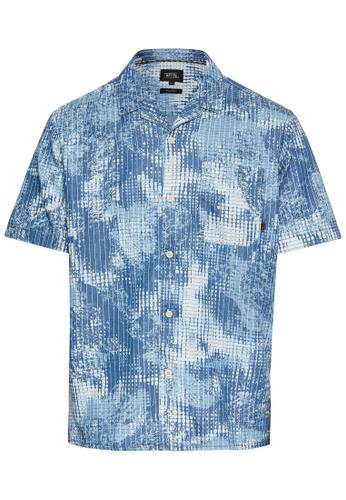Kurzarmhemd mit Allover-Print M Regular Fit - Dark Navy