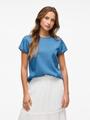 VIBISTA C/S O-NECK TOP - NOOS XS Normal geschnitten - Medium Blue Denim
