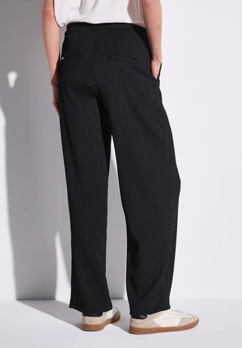 Wide Leg Hose mit Struktur Schwarz 40/30