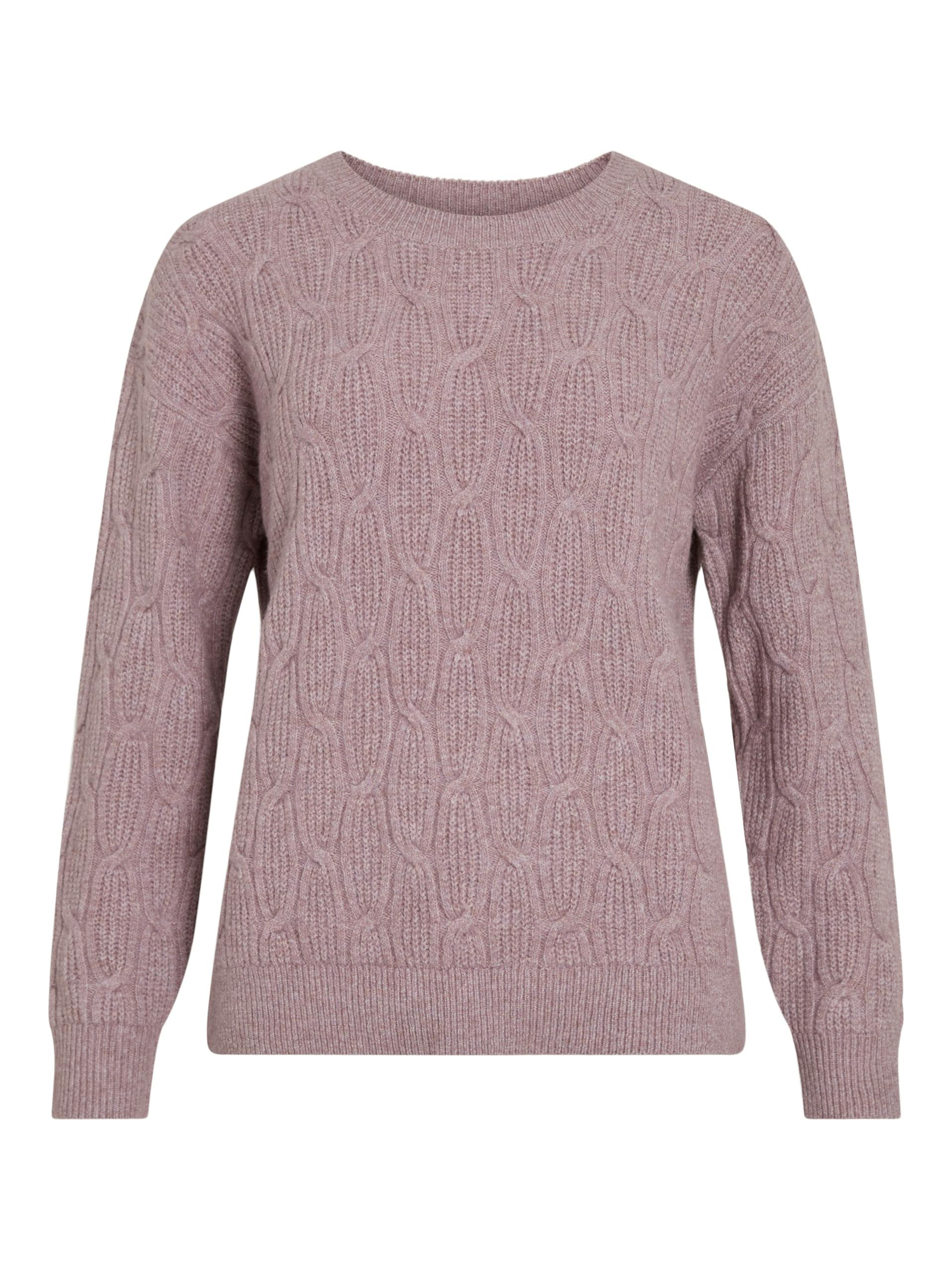 VILASSIA O-NECK L/S CABEL KNIT TOP -NOOS L Normal geschnitten - Toadstool