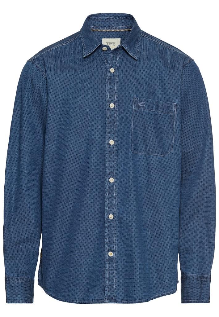 Langarm Hemd mit Allover-Print Blau M
