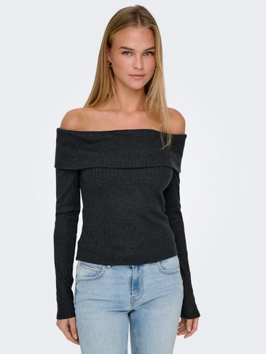 ONLPIPER L/S OFF SHOULDER TOP JRS XL Normal geschnitten - Dark Grey Melange