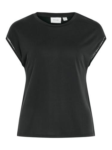 VIMODALA C/S O-NECK DETAIL TOP - NOOS S Normal geschnitten - Black