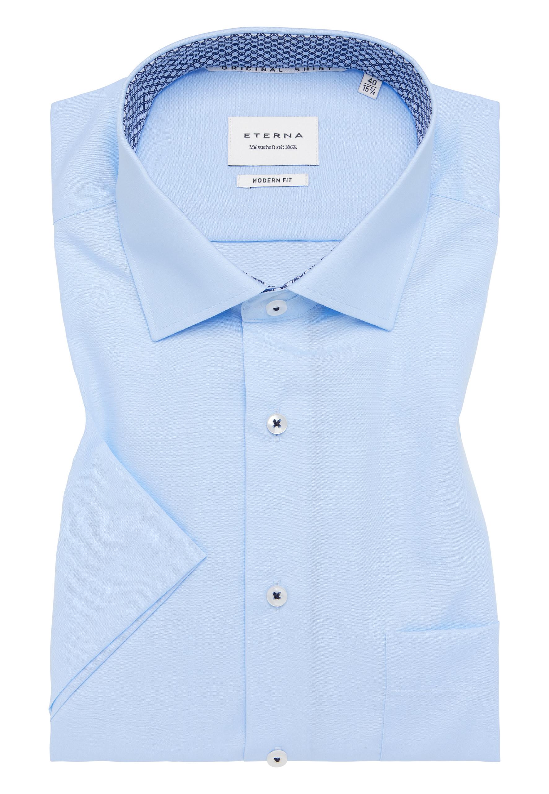 Original Shirt Popeline Kurzarm 40/Kurzarm MODERN FIT - Hellblau