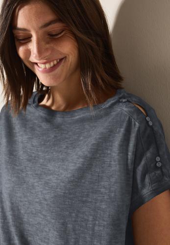 T-Shirt mit Knopfdetail L - Volcanic Grey